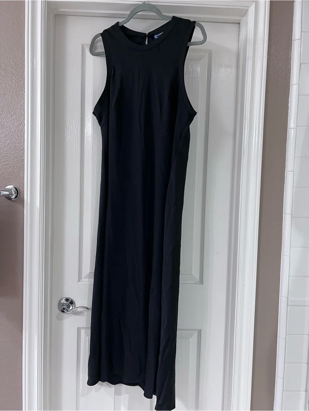 Classic Black Satin Sleeveless Midi Dress